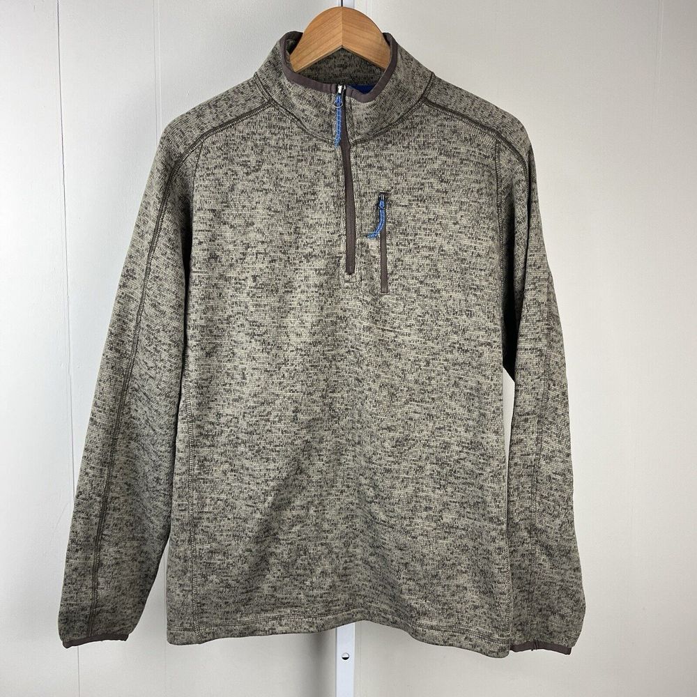 Ruff Hewn Adventure Tech 1/4 Zip Sweater Pullover Brown Outdoors‎ Mens Large